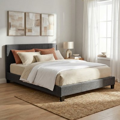 Lit dublin 160x200 + 1 sommier / gris fonc&eacute;