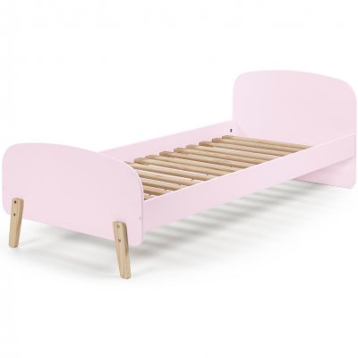 VIPACK Lit enfant 90x200 cm bois vieux rose et pieds pin massif clair Kiddy