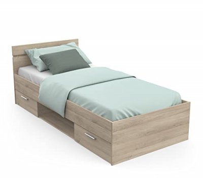 PEGANE Lit enfant coloris ch&ecirc;ne kronberg - longueur 94 x profondeur 204 x hauteur 74 cm