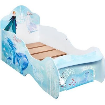 REINE DES NEIGES Lit enfant en forme de tra&icirc;neau Disney La  avec rangement en pied du lit