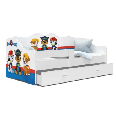 KIDS LITERIE Lit enfant NELI 80x160 Pat Patrouille Livr&eacute; avec sommier, tiroir et matelas de 7cm OFFERT
