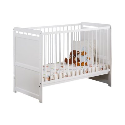 PRICE FACTORY Lit et matelas b&eacute;b&eacute; &eacute;volutif collection guizmo r&eacute;glable en hauteur. Coloris blanc mat.