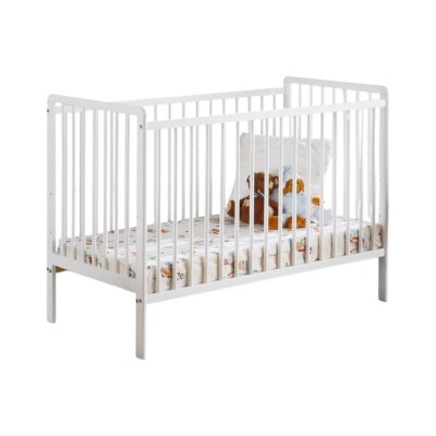 PRICE FACTORY Lit et matelas b&eacute;b&eacute; &eacute;volutif collection lutin r&eacute;glable en hauteur. Coloris blanc mat.