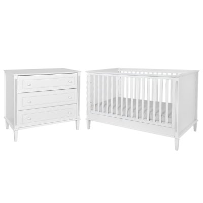 NOVELIES Lit &eacute;volutif 70x140 et commode 3 tiroirs bianka - blanc