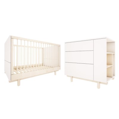 WOOD LUCK DESIGN Lit &eacute;volutif 70x140 et commode 3 tiroirs romy - blanc