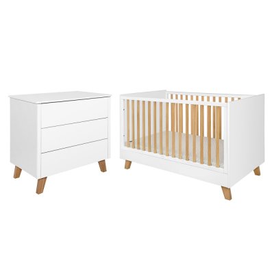 NOVELIES Lit &eacute;volutif 70x140 et commode 3 tiroirs zara - blanc