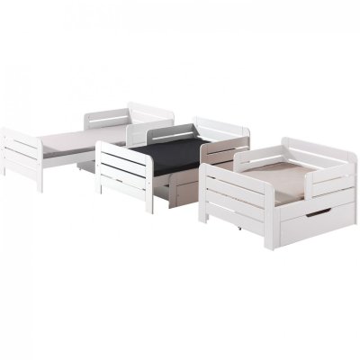 VIPACK Lit &eacute;volutif 90x140 en 90x200 sommier inclus blanc
