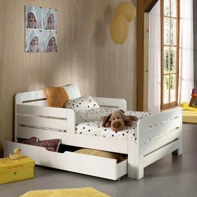 VIPACK Lit evolutif pour enfant Jumper Blanc + Tiroir de lit + Matelas
