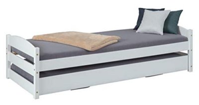PEGANE Lit gigogne enfant en pin massif coloris blanc - 90x 200 cm --