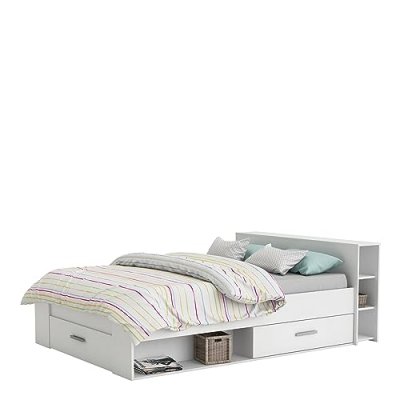 Lit grand rangement Dana - Fabriqu&eacute; en France 160 x 200 cm Blanc