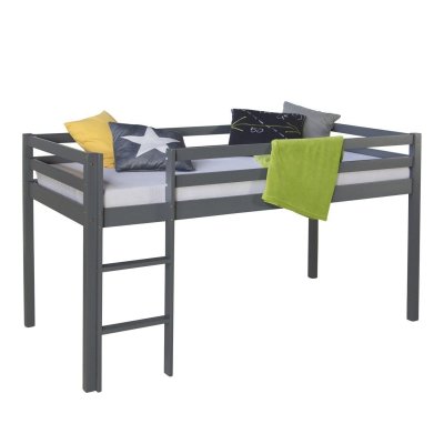 DECOSHOP26 Lit mezzanine pour enfant 90x200cm avec &eacute;chelle en bois gris lit06171