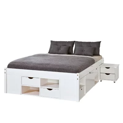 Lit multi-rangements - Till - Blanc - 180 x 200 cm 