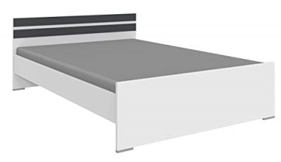 PEGANE Lit pour enfant coloris blanc, rechampis graphite - longueur 204 x hauteur 71 x largeur 126 cm