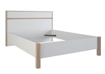 Lit SELENA chene bross&eacute; / Blanc -Dim: 140x190 cm - PEGANE -