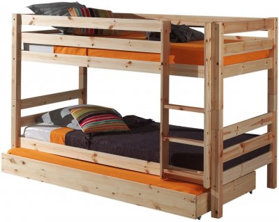 VIPACK Lit superpos&eacute; en pin massif + tiroir lit  WOODY