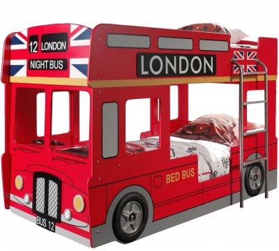 VIPACK Lit superpos&eacute; enfant bus ""londres"" rouge