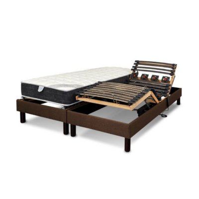 ESSENZIA ZEN Literie electrique  Ensemble emotion marron, Classic ressorts 2x70x190 Ressorts - Blanc