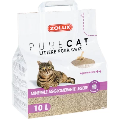 ZOLUX Liti&egrave;re pour Chat Pure Cat min&eacute;rale agglom&eacute;rante ++ l&eacute;g&egrave;re 10l - 