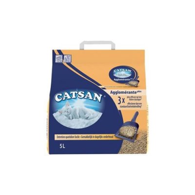 CATSAN Liti&egrave;re Pour Chats Agglom&eacute;rante Plus  - Le Sac De 5l
