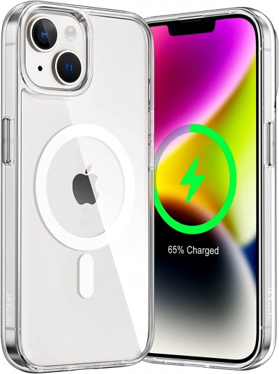 LITTLE BOUTIK  Coque Silicone Transparente Compatible Magsafe pour iPhone 14