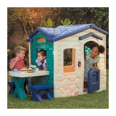 LITTLE TIKES  - Maison de Jardin et Table de Pique-Nique - Colori Jungle - Grande Maison de Plein Air
