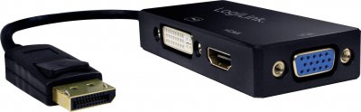 LOGILINK  CV0109 Adaptateur DisplayPort vers DVI/HDMI/VGA 4K Noir