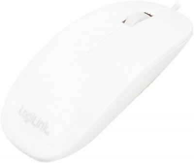 LOGILINK  Slim - Souris - droitiers et gauchers - optique - 3 boutons - filaire - USB - blanc 