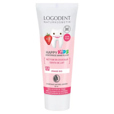 LOGONA  Dentifrice Enfant Sans Fluor Go&ucirc;t Fraise 50ml Bio - Tube 50ml