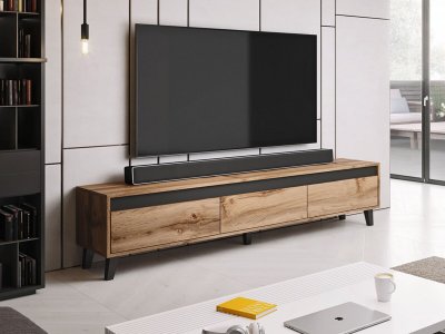 BESTMOBILIER Lord - meuble tv - bois et noir - 185 cm - style industriel couleur - bois