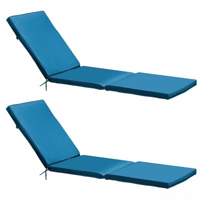 OVIALA Lot 2 coussins bain de soleil polyester bleu 186x53x5 cm