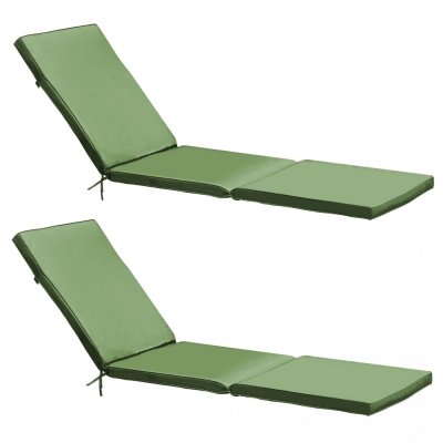 OVIALA Lot 2 coussins bain de soleil polyester vert 186x53x5 cm