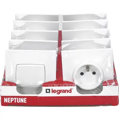 LEGRAND Lot 2 interrupteurs + 8 prises de courant  Neptune - Blanc