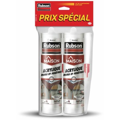 RUBSON Lot 2 tubes de mastic  murs et fen&ecirc;tres acrylique blanc 280 mL