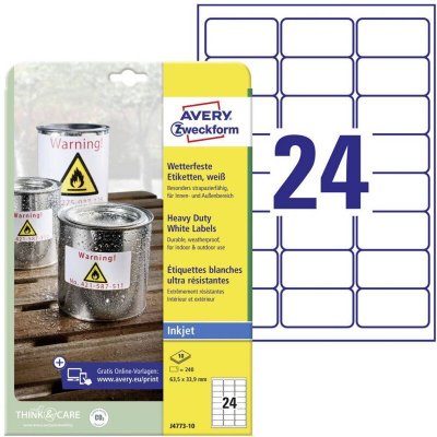AVERY Lot 240 Etiquettes Jet D'encre Resistantes 635x339 Mm