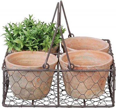 ESSCHERT Lot 4 pots et leur panier en m&eacute;tal avec anse - 0,3 l