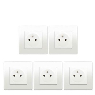 SIEMENS Lot 5 Prise 2P+T Blanc Delta Viva + Plaque Blanc  