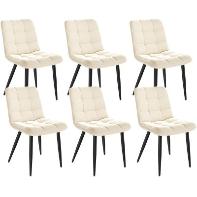 Lot 6 Chaises HavenlyHome - Assises Velours Ergonomiques, Pied M&eacute;tal, Beige