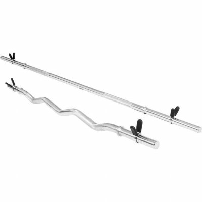 GORILLA SPORTS Lot barre longue de 170cm barre curl de 120cm diametre 30mm avec stop disques