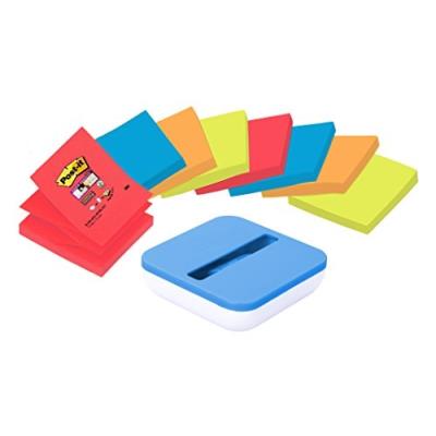 POST IT Lot box bleu &agrave; post-it + 8 blocs - TROIS M - Assorti