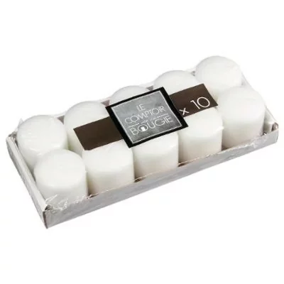 ATMOSPHERA Lot de 10 bougies - 3,8 x 3,8 cm - Cire - Blanc