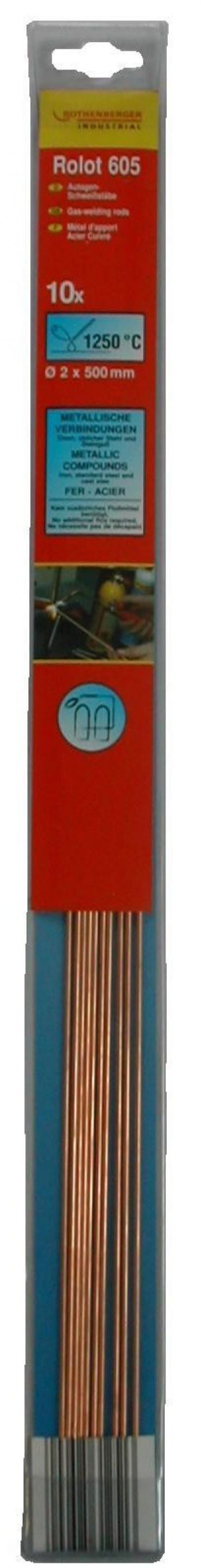 ROTHENBERGER Lot de 10 brasures acier / cuivre d2 500 mm Rolot 605 