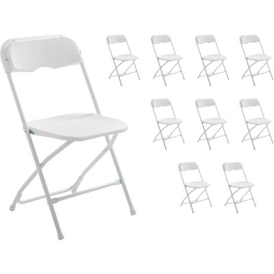 REKKEM Lot de 10 chaises pliantes 10 places poly&eacute;thyl&egrave;ne blanc