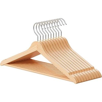MSV Lot de 10 Cintres en bois - Beige - 