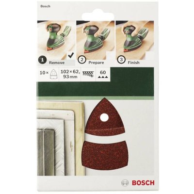 BOSCH Lot de 10 feuilles abrasives , 102 x 62 mm