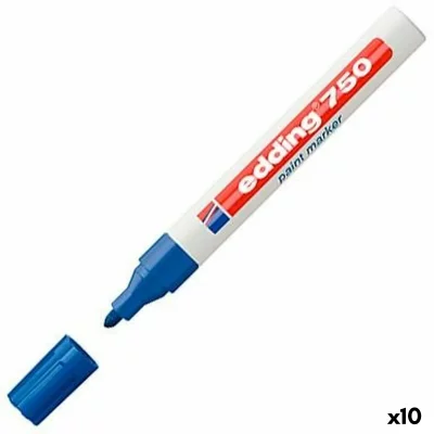 EDDING Lot de 10 Marqueur peinture E750 laque bleu, pointe moyenne ogive,  840003