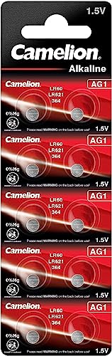 CAMELION Lot de 10 Paquets de 10 piles bouton alcalines AG 1 / LR60 - 1,5 Volt