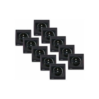 SIEMENS Lot de 10 Prise 2P+T Anthracite Delta Iris + Plaque Anthracite-