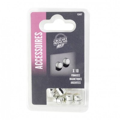 LE CROCHET FRANCAIS Lot de 10 punaises argent , Diam.10 mm