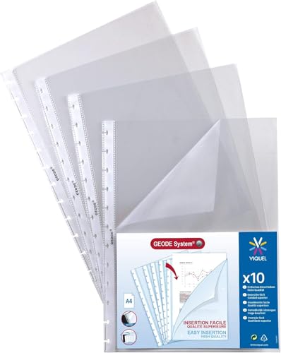 VIQL Lot de 10 recharges pour porte-vues Geode A4 - VIQUEL- Transparent