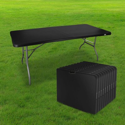 SKYLANTERN Lot de 10 Tables Pliantes 180x74 cm Noir